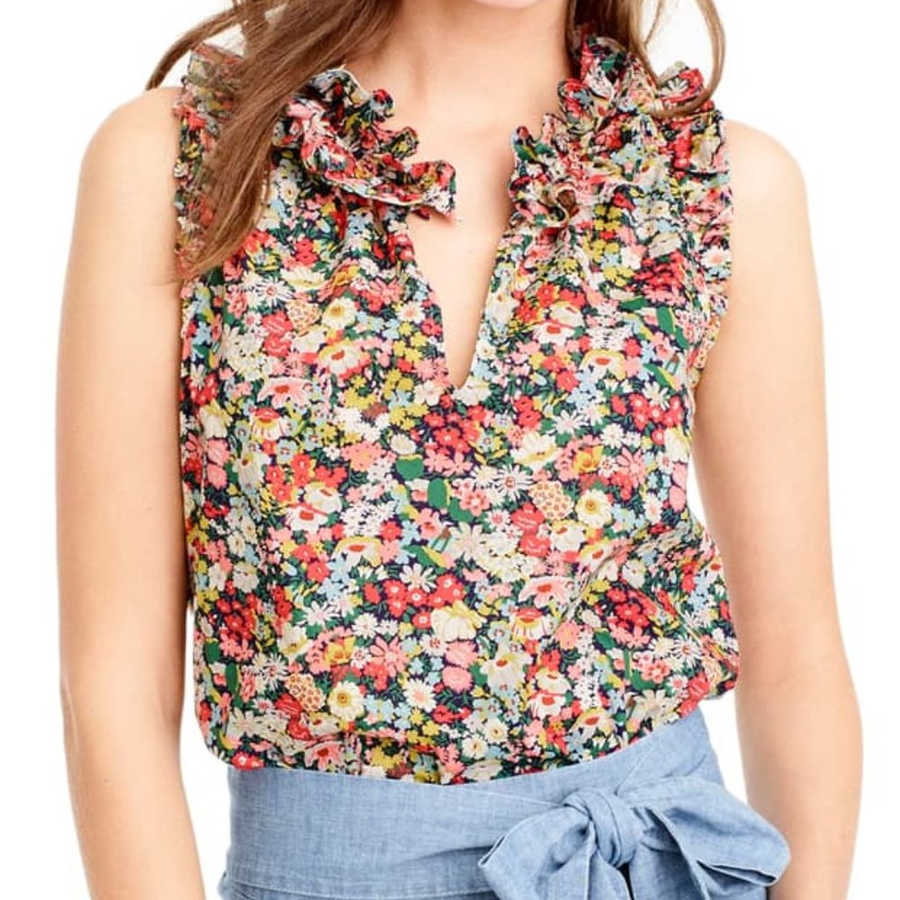 EUC J.Crew Liberty Thorpe Ruffle Blouse in Size 0